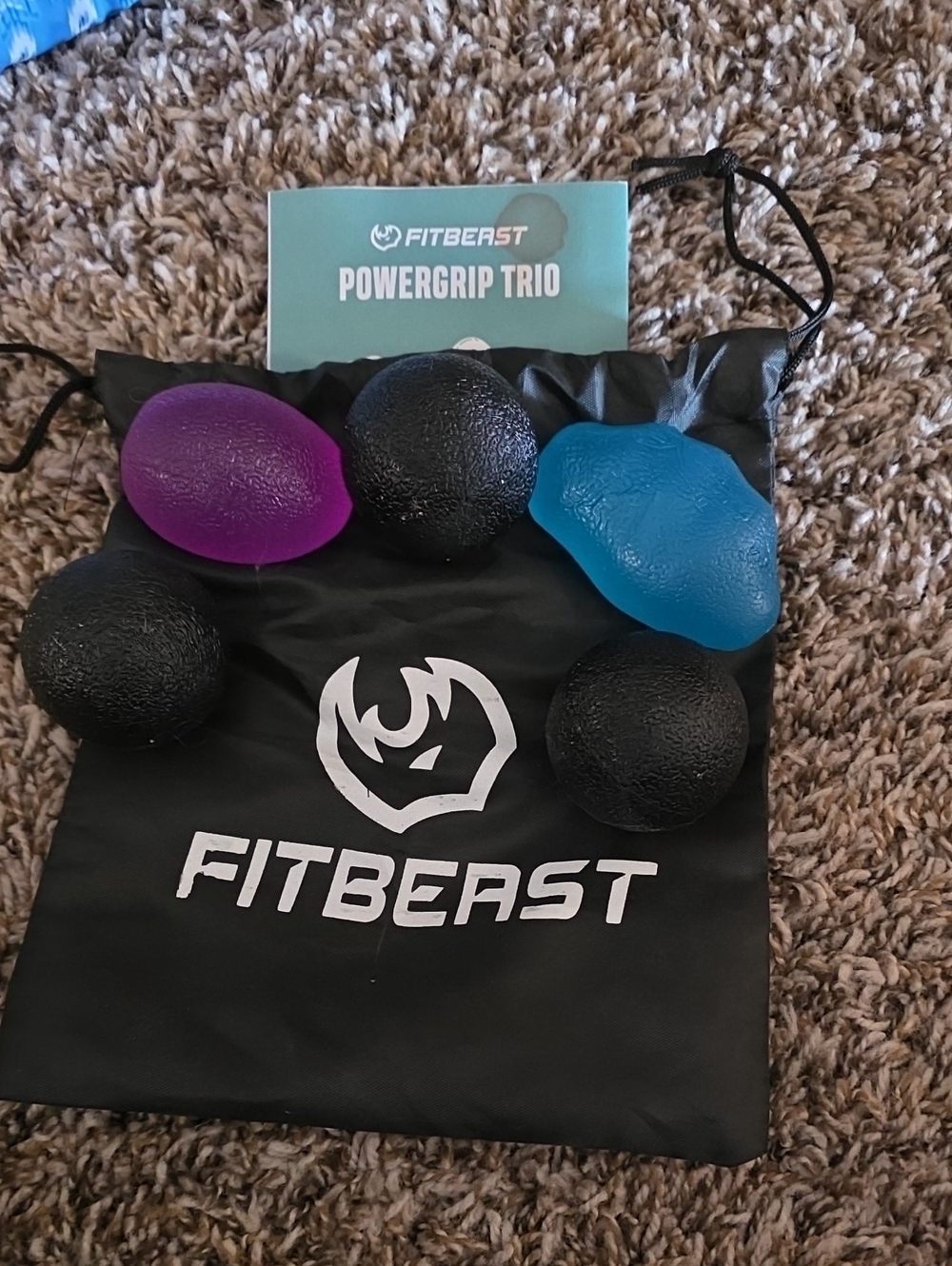 FitBeast PowerGrip Trio Hand Therapy Set - Black, Purple, Blue